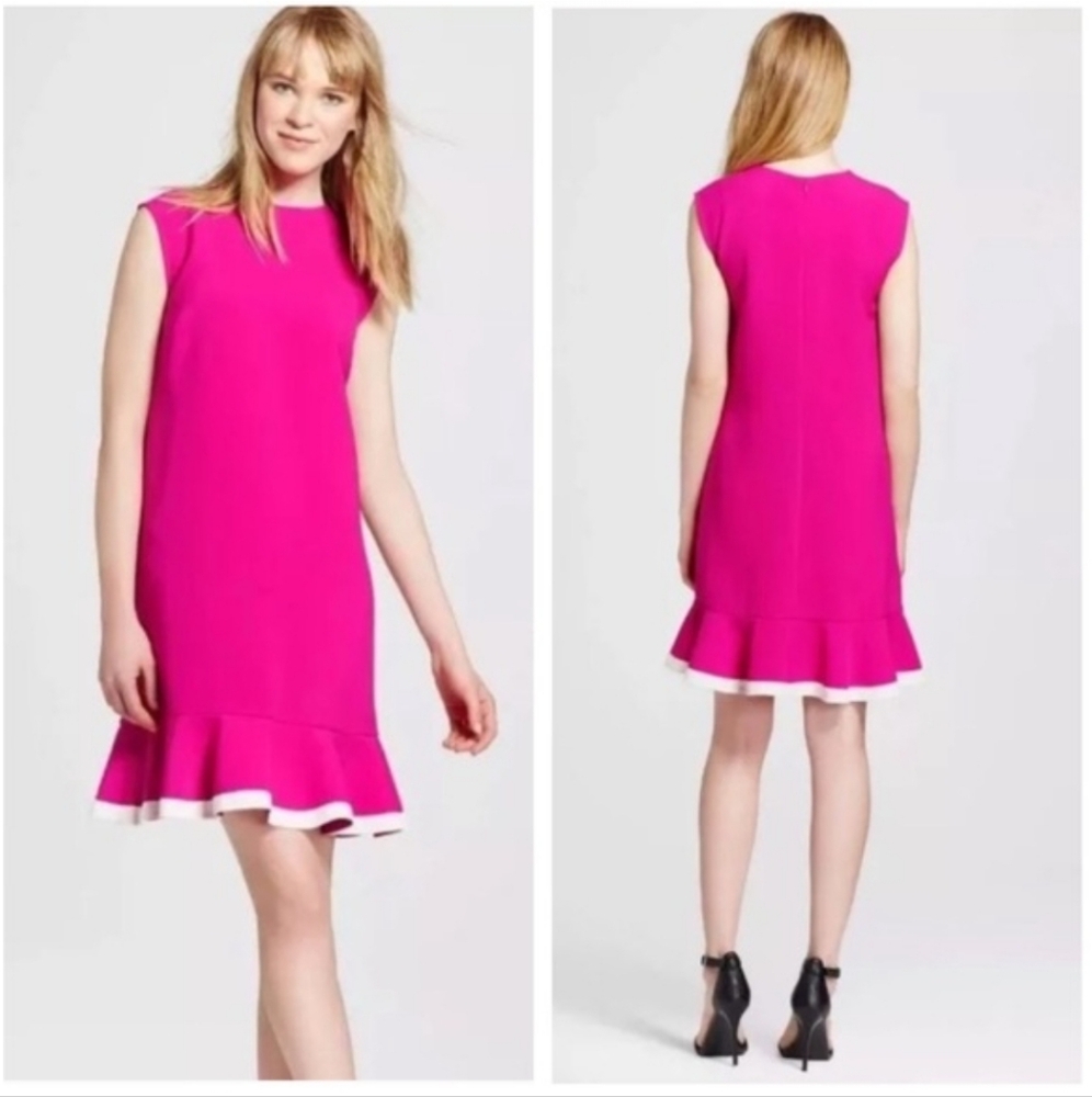 Victoria Beckham for Target Barbie Pink Ruffle Shift Dress Size XS
